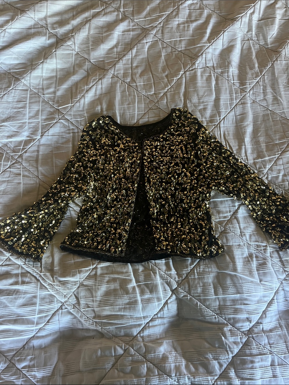 Black Sequin Party Jacket with Gold Embellishment